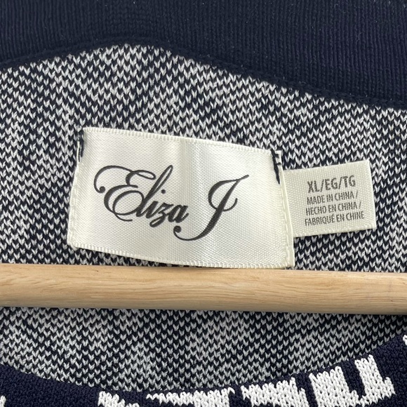 NWT Eliza J Knit Dress Fit & Flare Sleeveless Dress Size XL Navy & White - Picture 6 of 7